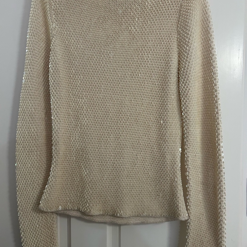 Anne Klein Cream sequin boat neck sweater
